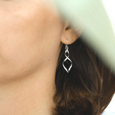 Sterling Silver Twist Dangly Earrings