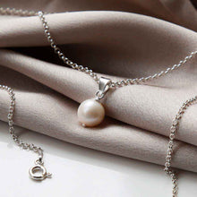 Sterling Silver Round Pearl Pendant Necklace