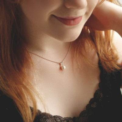 Sterling Silver Round Pearl Pendant Necklace