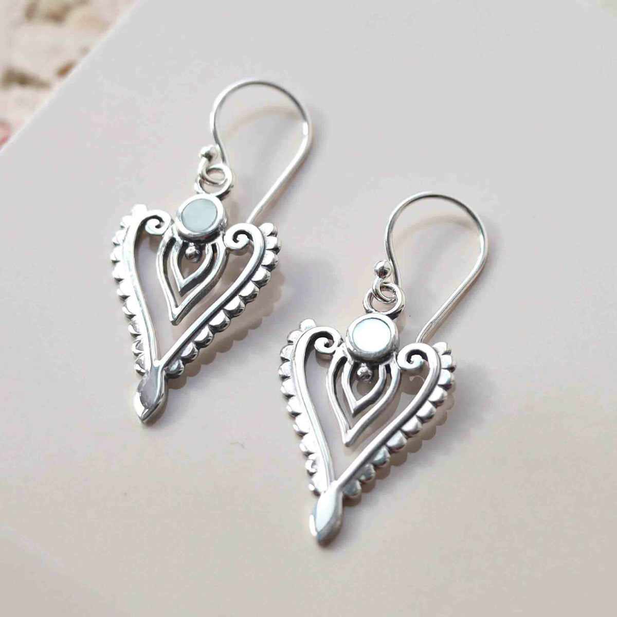 Sterling Silver Mother of Pearl Arrow Earrings