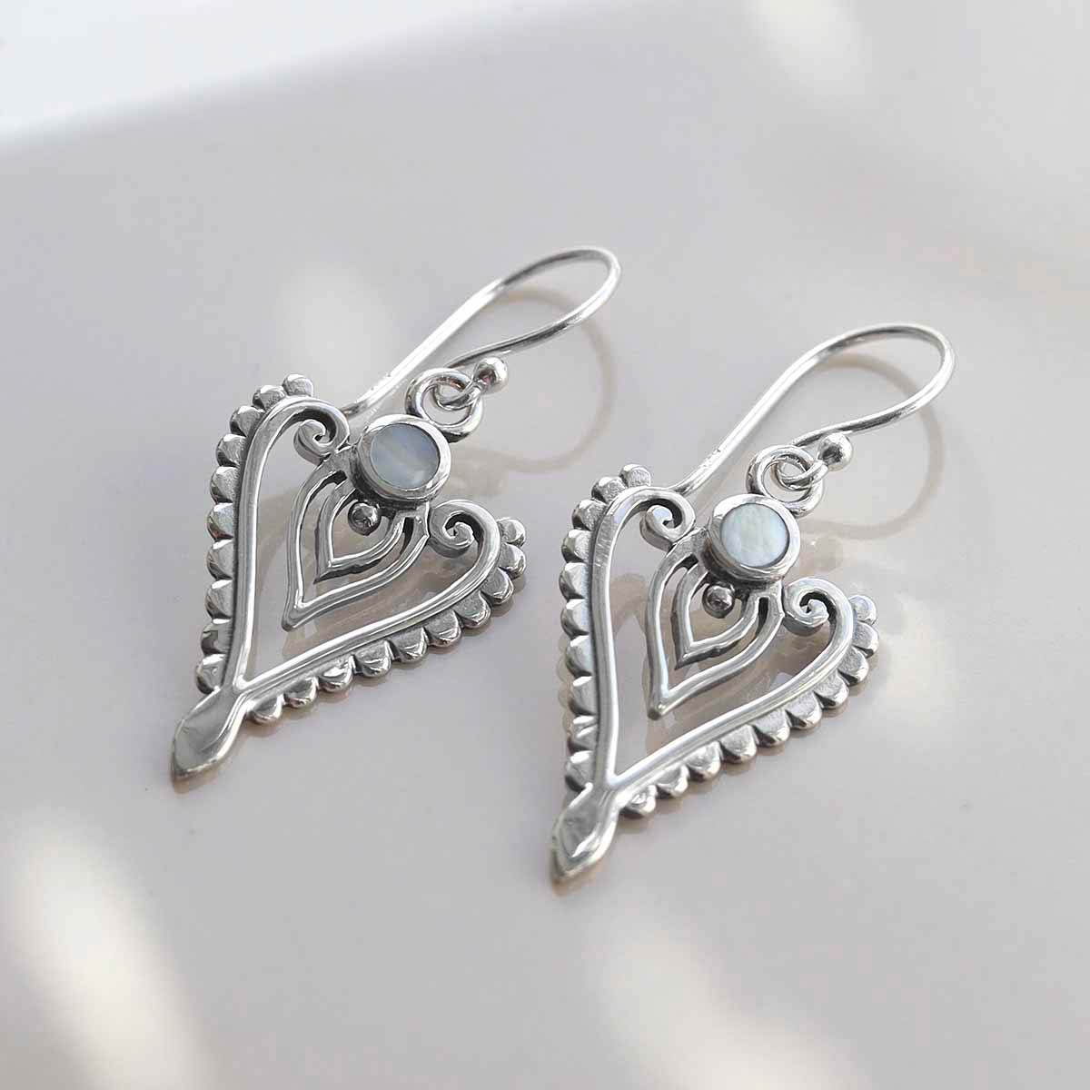 Sterling Silver Mother of Pearl Arrow Earrings