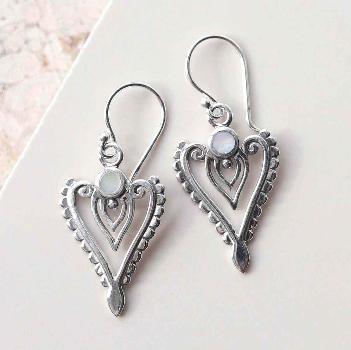 Sterling Silver Mother of Pearl Arrow Earrings