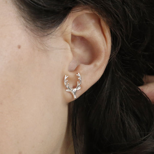 ML857 Sterling Silver Stag Stud Earrings