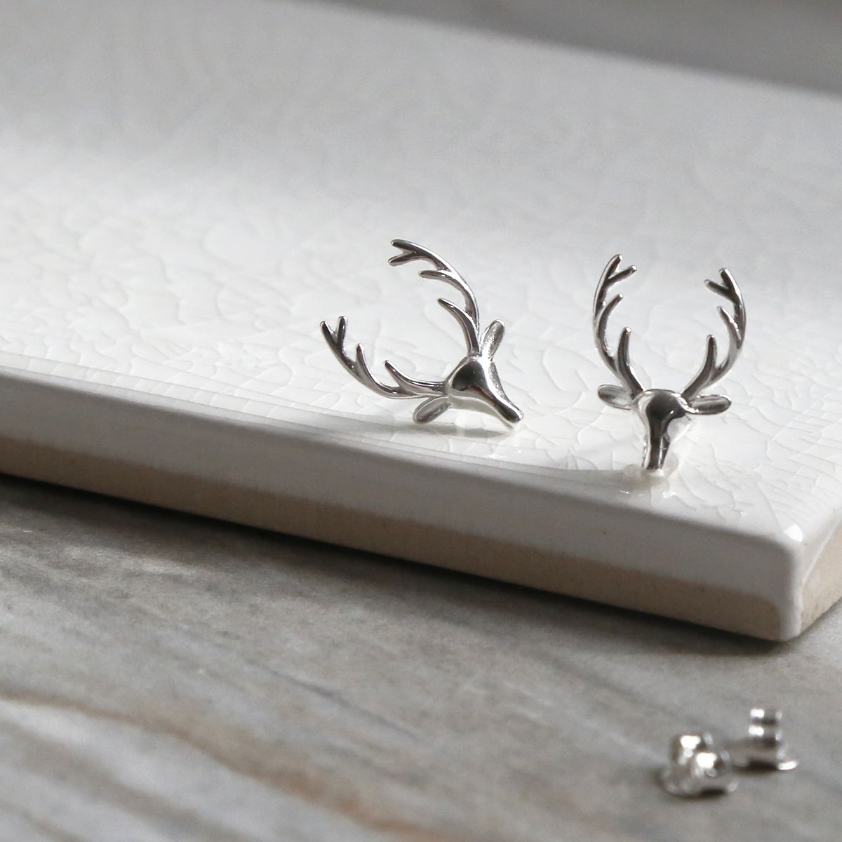Sterling Silver Stag Studs