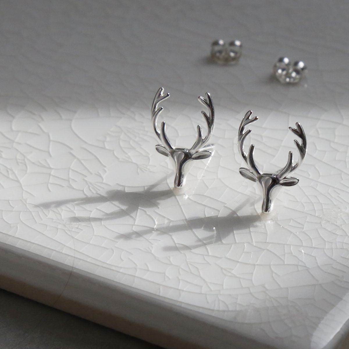 Sterling Silver Stag Studs