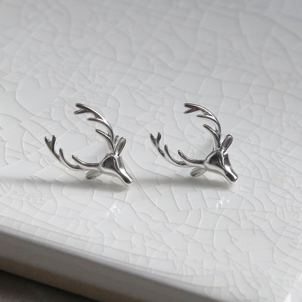 Sterling Silver Stag Studs