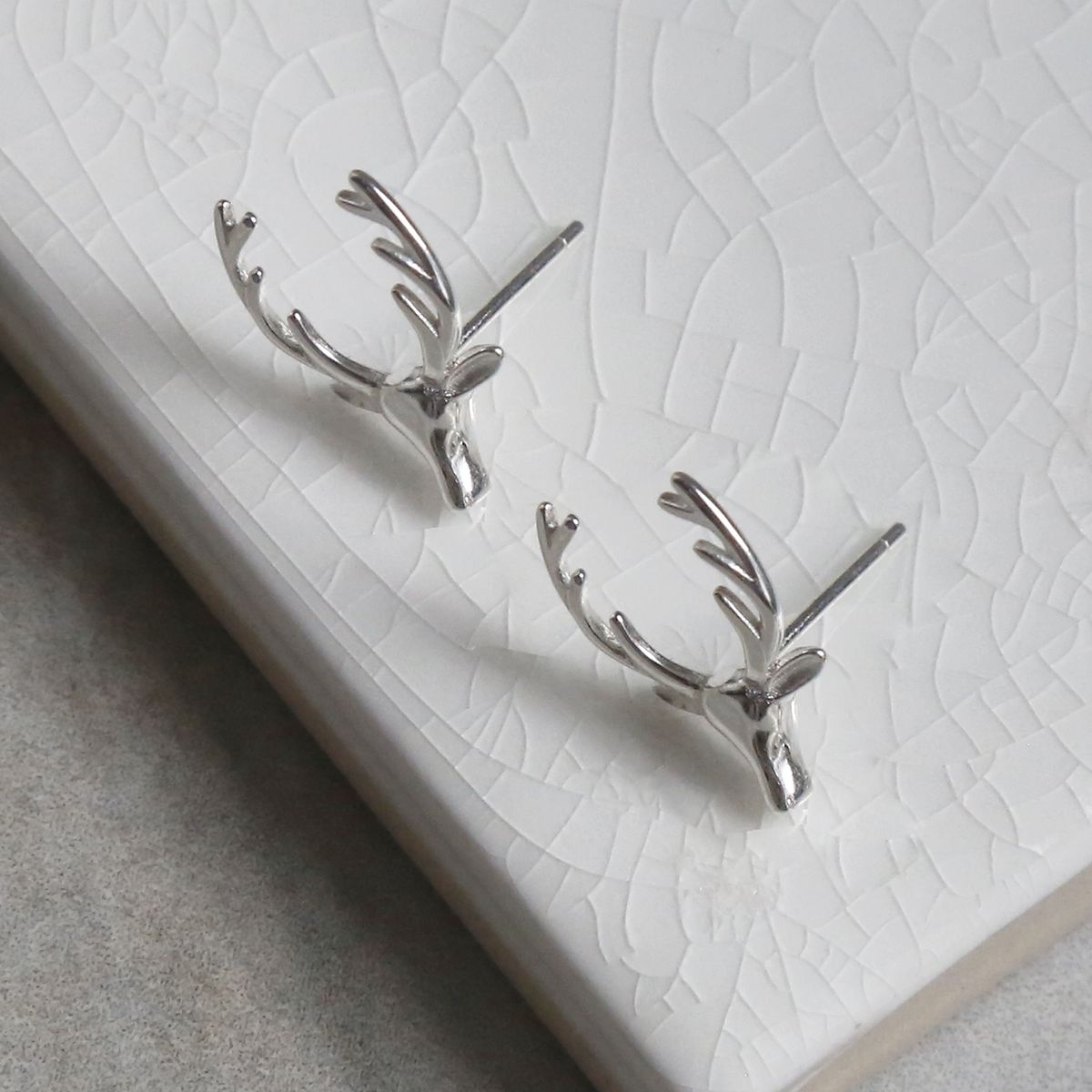 Sterling Silver Stag Studs