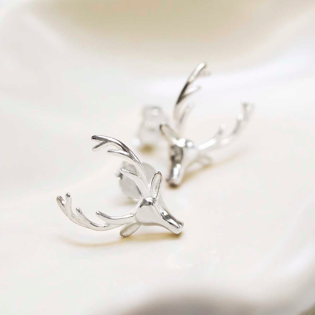Sterling Silver Stag Studs