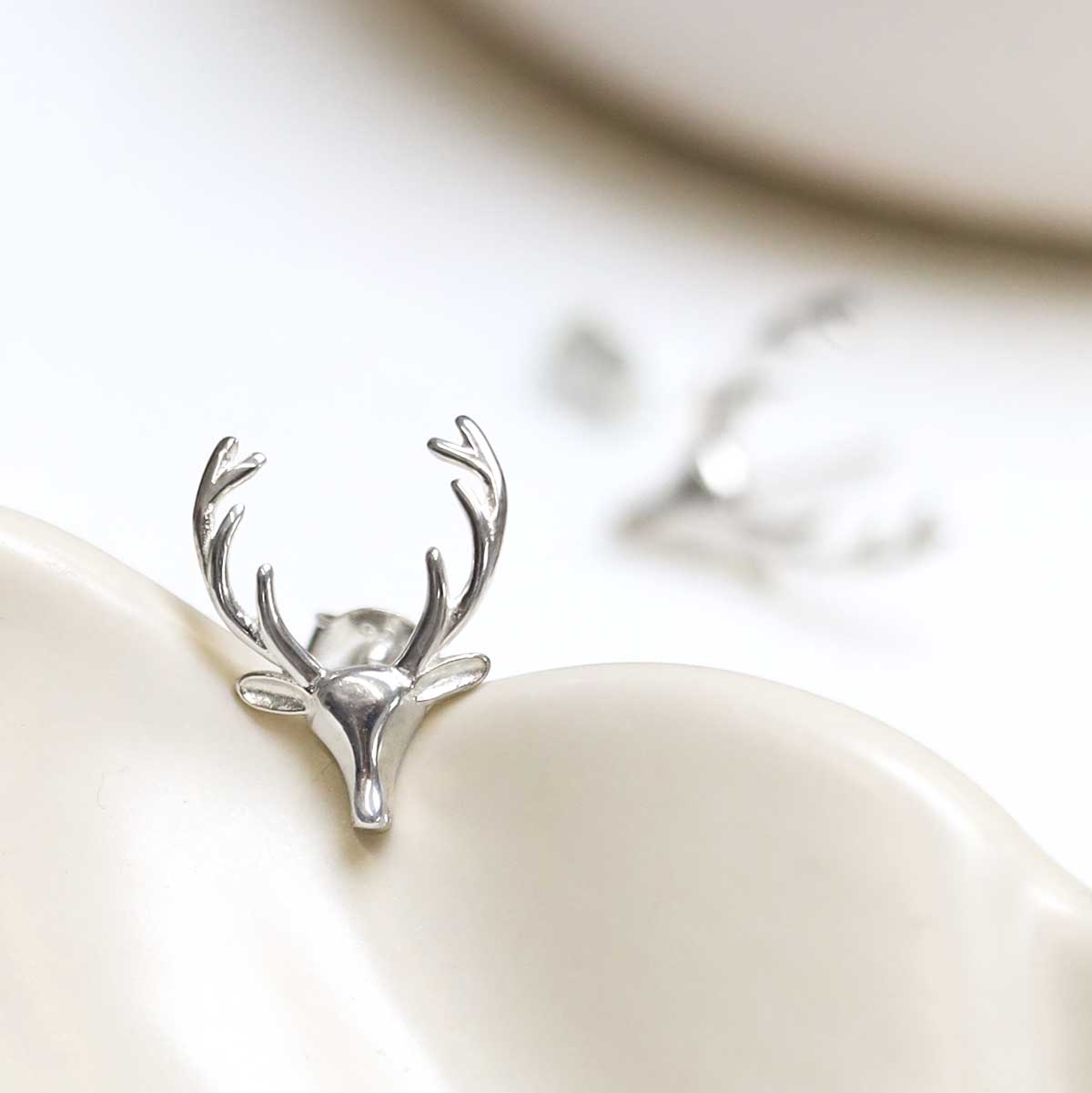 Sterling Silver Stag Studs