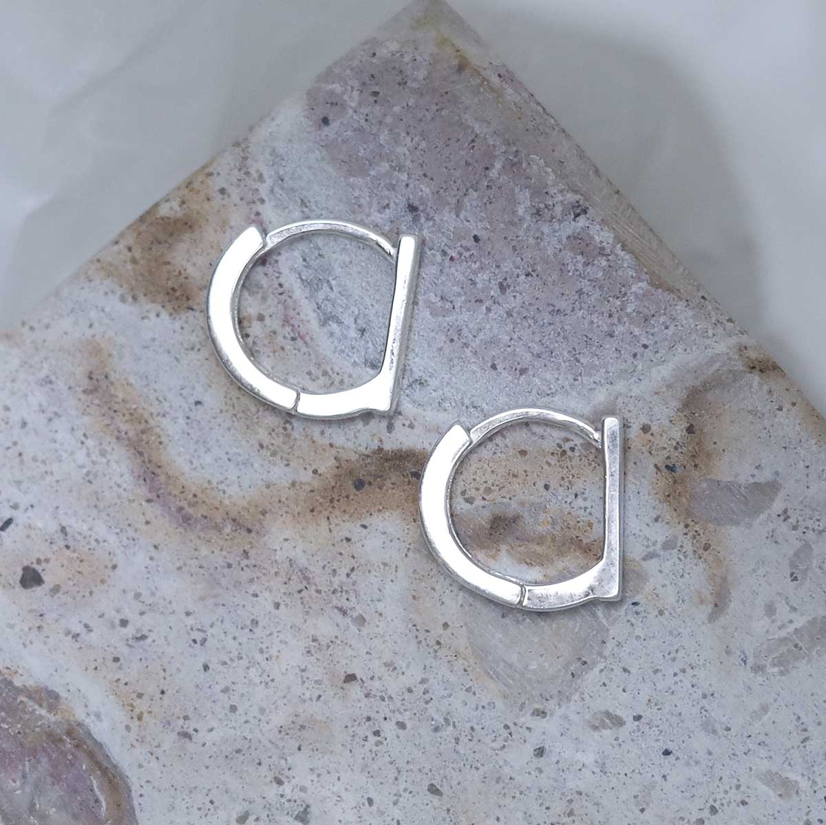 Sterling Silver Straight Edge Huggies