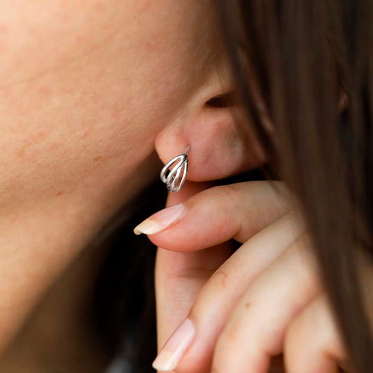Sterling Silver Braided Huggies