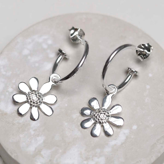 MZB92_Sterling Silver Daisy Stud Hoops_2