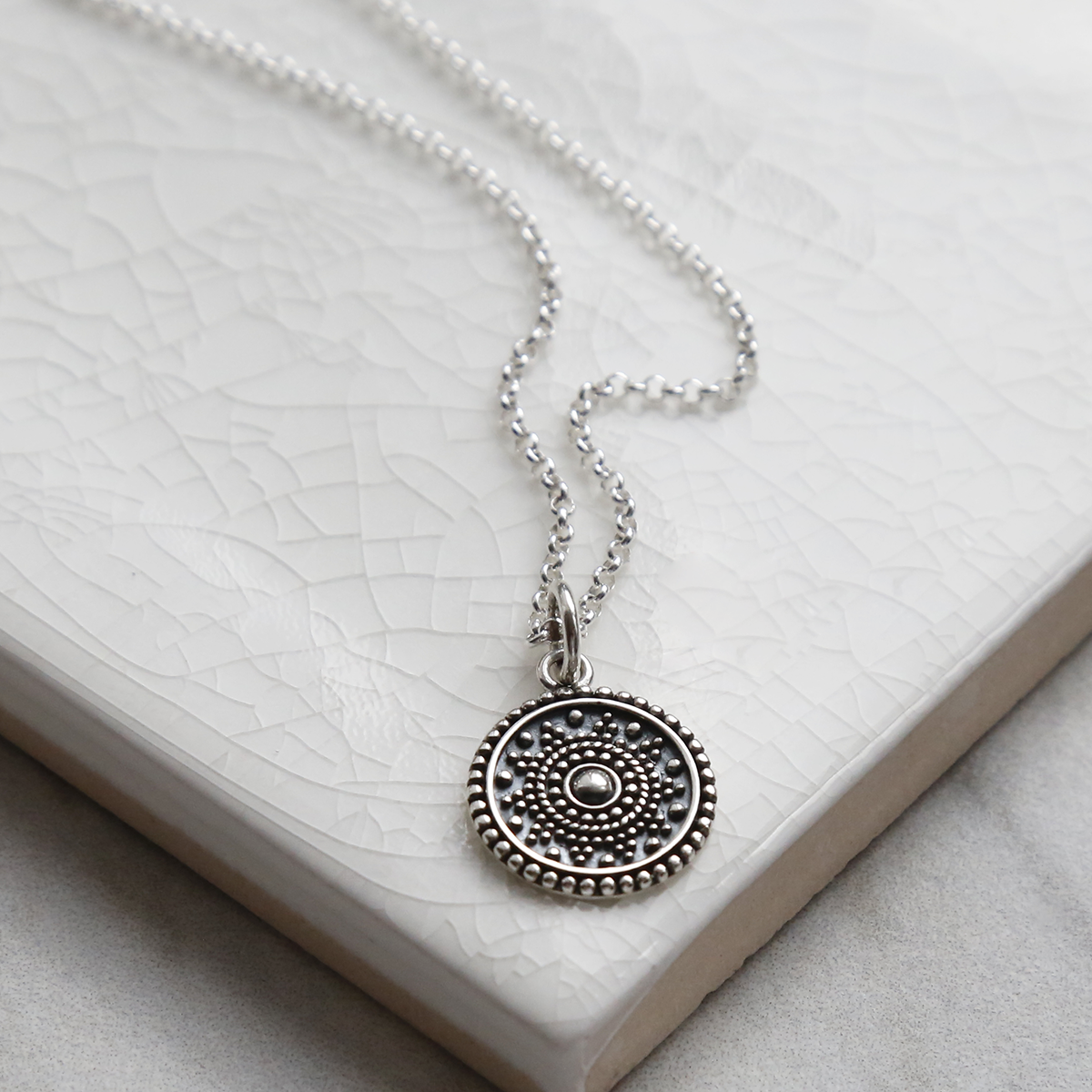 Oxidised Sterling Silver Marrakech Pendant Necklace