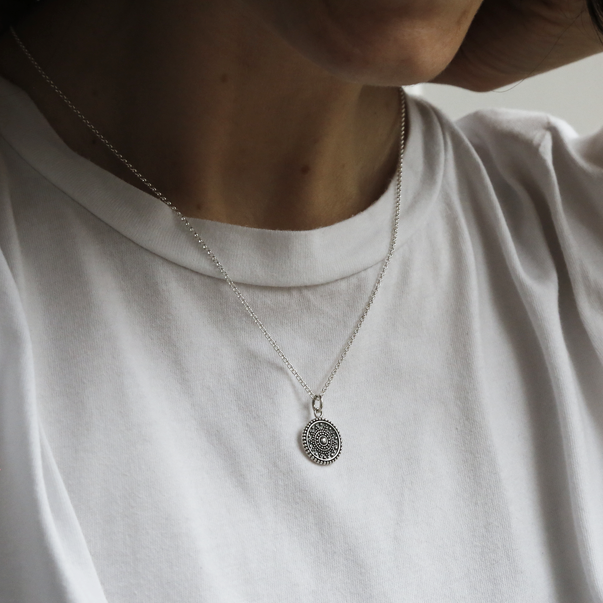 Oxidised Sterling Silver Marrakech Pendant Necklace