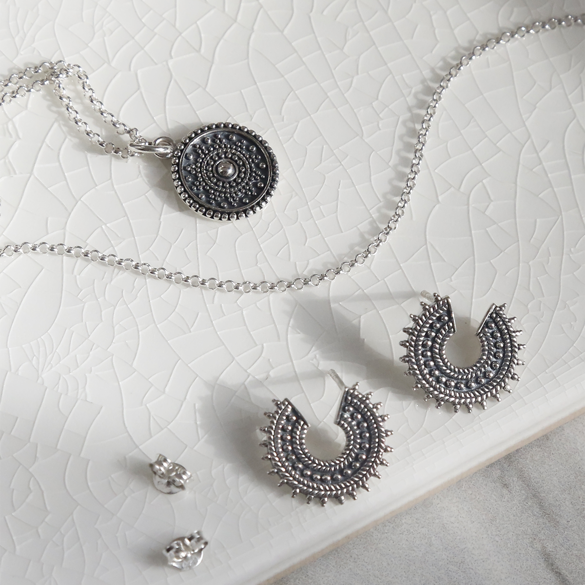 Oxidised Sterling Silver Marrakech Pendant Necklace