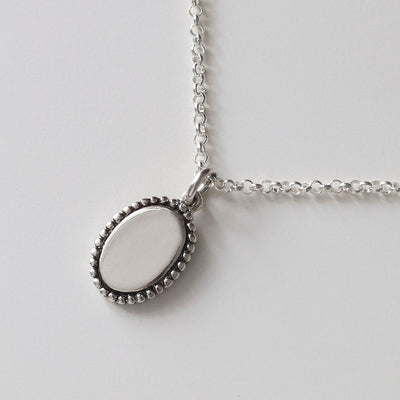 Engravable Sterling Silver Petite Oval Necklace