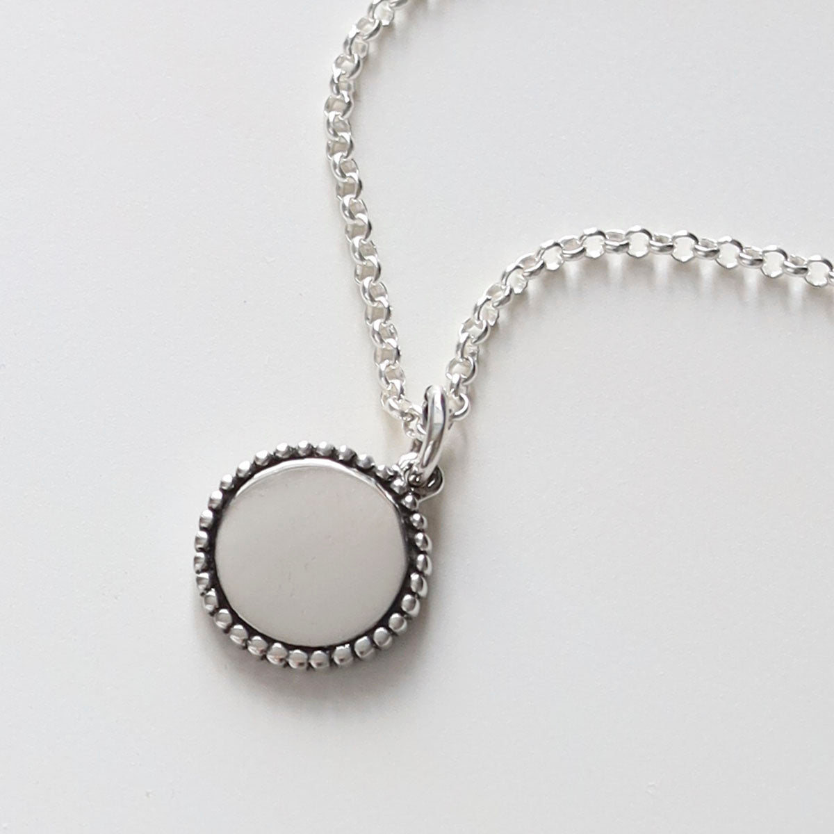 Engravable Sterling Silver Petite Round Necklace
