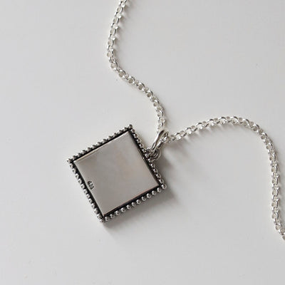 Engravable Sterling Silver Square Necklace