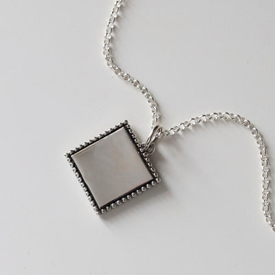 Engravable Sterling Silver Square Necklace