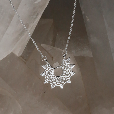 Sterlingsilvermedinanecklaceoncrystal