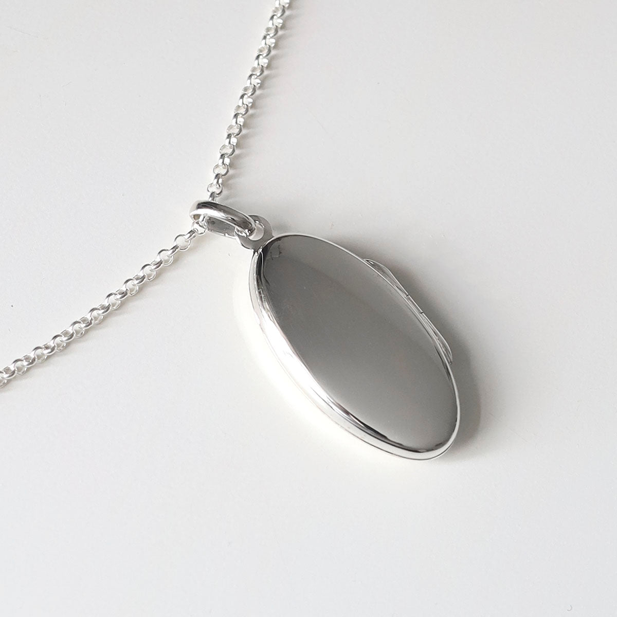 Sterling Silver Oval Locket with Amethyst