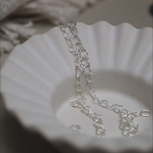 Sterling Silver Hearts Anklet
