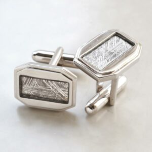 Meteorite And Sterling Silver Cufflinks