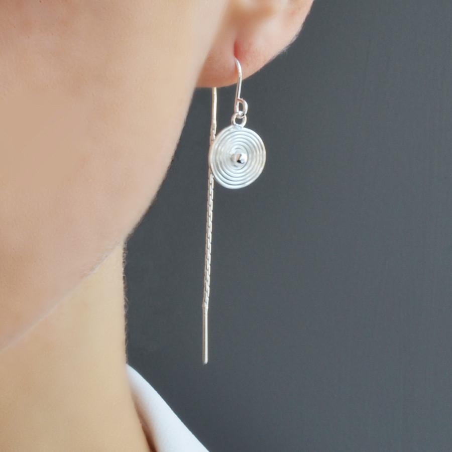 Sterling Silver Spiral Threader Chain Earrings - Martha Jackson