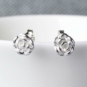 Sterling Silver English Rose Earrings by Martha Jackson