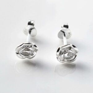 Sterling Silver English Rose Earrings by Martha Jackson