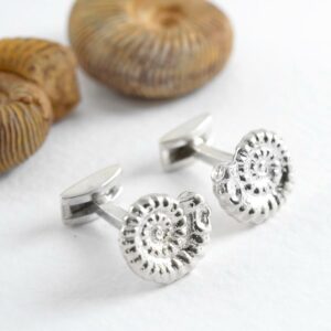 Silver Ammonite fossil cufflinks