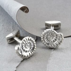 Silver Ammonite fossil cufflinks