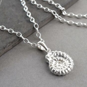 Silver ammonite necklace clearance