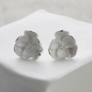 Silver open blossom stud earrings