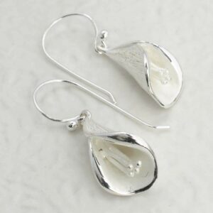 Silver hanging calla lily earrings