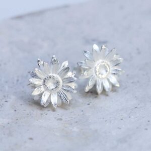 Sterling Silver Daisy Stud Earrings