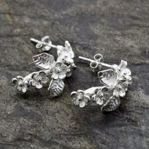 Silver bunches of forget me nots earrings