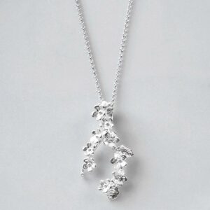 Silver hanging bunches of forget me nots pendant necklace