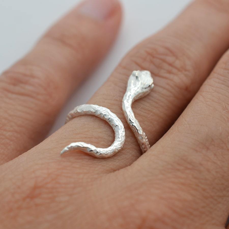 Snake Ring STERLING SILVER 925 Cobra Snake Sacred Symbol of Wisdom Handmade  Talisman Amulet - ELIZ Jewelry and Gems