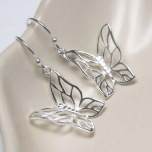 Sterling Silver Butterfly Drop Earrings in jewellery dish
