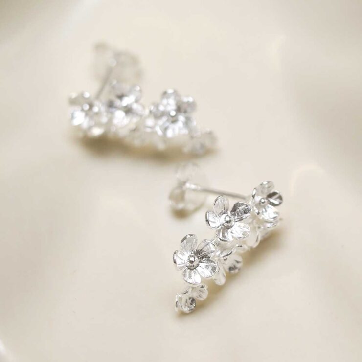 Sterling Silver Forget Me Not Drop Earrings