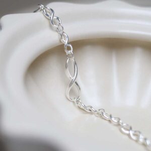 Sterling Silver Infinity Bracelet in jewellery dish