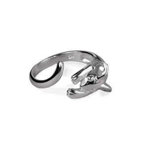 Polished silver wrap around mouse ring