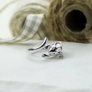 Polished silver wrap around mouse ring