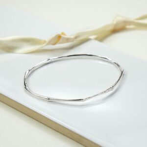 Silver thin bamboo bangle