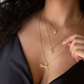 Gold Plated Sterling Silver Dragonfly Necklace - Image 2