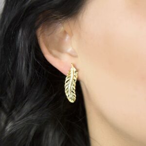 Gold plated curved feather studs