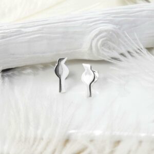 Polished silver garden bird studs