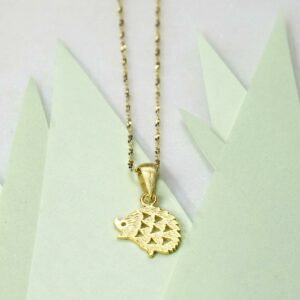 Small Gold plated hedgehog pendant necklace