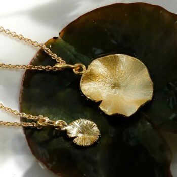 MB152PGL MB152PG Gold Plated Sterling Silver Large Lily Pad necklace1110X1110PX